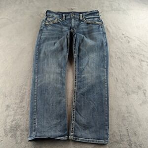 Silver Jeans Mens 34x32 Blue Faded Gordie Relaxed Wide Straight Grunge Y2K Style